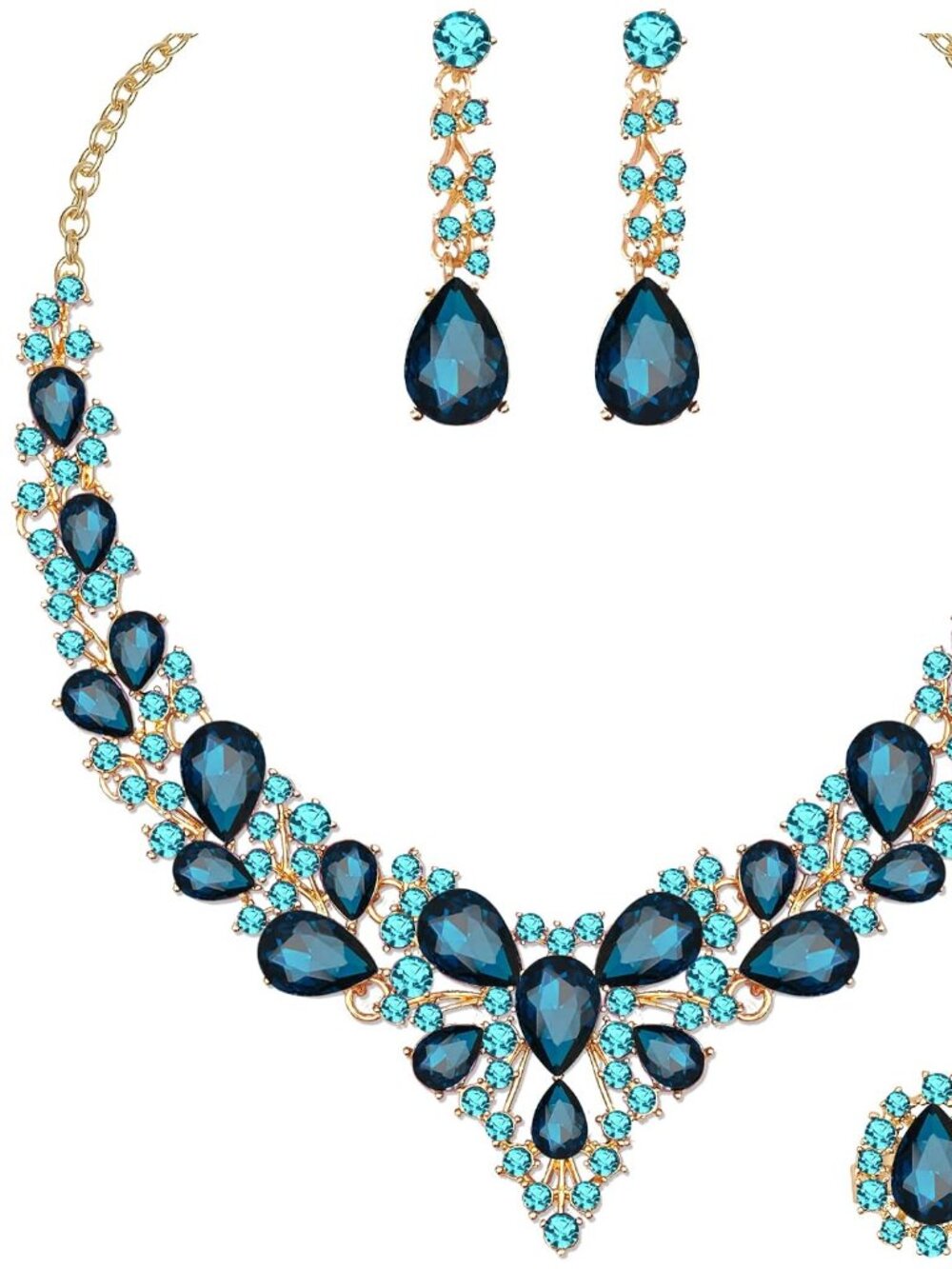 Elegant Aquamarine Crystal Jewelry Set for Formal Events